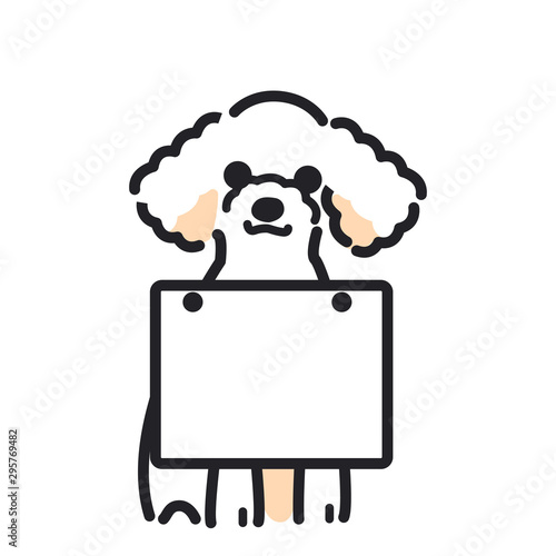 犬　ポーズ　表情　１匹　看板　トイプードル