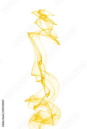 Abstract yellow smoke brush. Yellow cigar smoke on white background