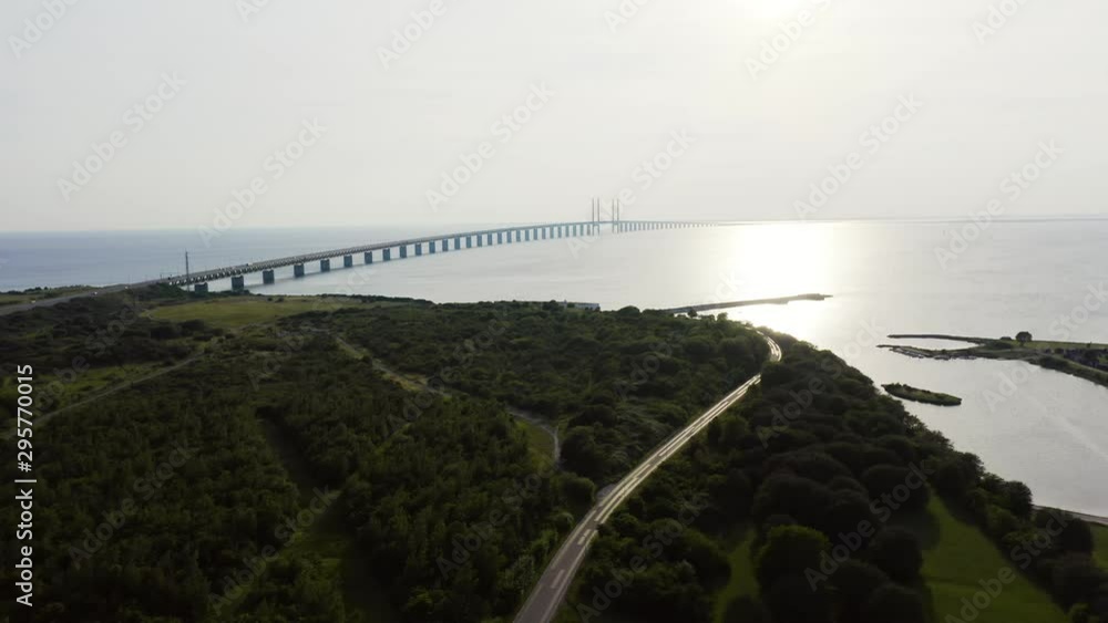 Oresund bridge. A long tunnel and bridge with an artificial island