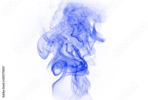Abstract blue fire smoke on white background