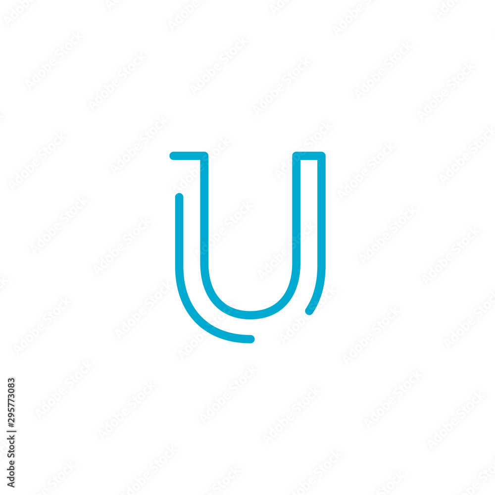 Linear geometric outline alphabet Letter U, Simple Logo Design, Blue graphic element for typography style, minimalistic letter design. Editable stroke. Stock vector illustration Linear geometric outline alphabet Letter U, Simple Logo Design, Blue graphic element for typography style, minimalistic letter design. Editable stroke. Stock vector illustration