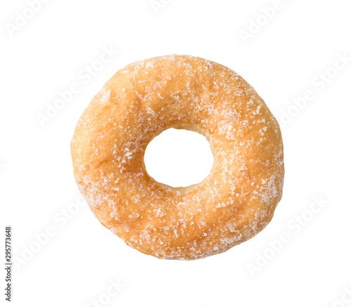 Fresh donut , hole and topping with sugar top view isolated on white background , clipping path