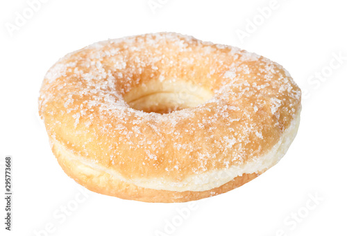 Fresh donut , hole and topping with sugar isolated on white background , clipping path