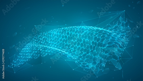 abstract vector background with hexagons. landscape of the virtual world. 3d design