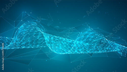 abstract vector background with hexagons. landscape of the virtual world. 3d design
