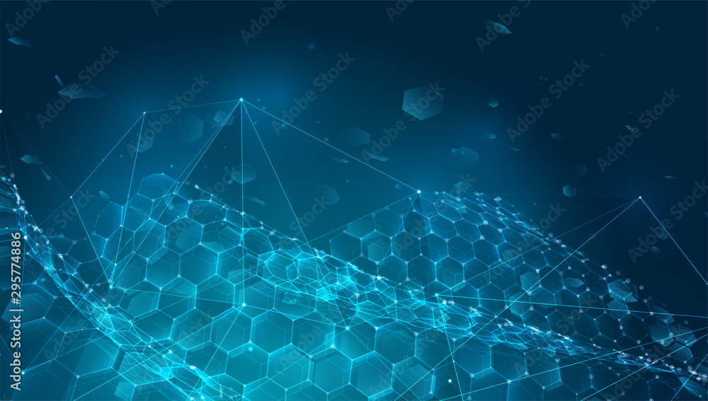 Obraz premium abstract vector background with hexagons. landscape of the virtual world. 3d design