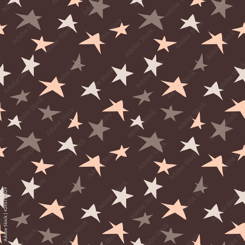 Hand drawn stars on a chocolate background, Vector Seamless background Hand drawn stars on a chocolate background, Vector Seamless background