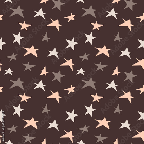 Hand drawn stars on a chocolate background  Vector Seamless background