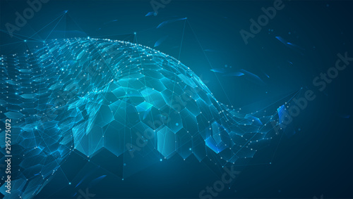 abstract vector background with hexagons. landscape of the virtual world. 3d design