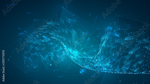 abstract vector background with hexagons. landscape of the virtual world. 3d design