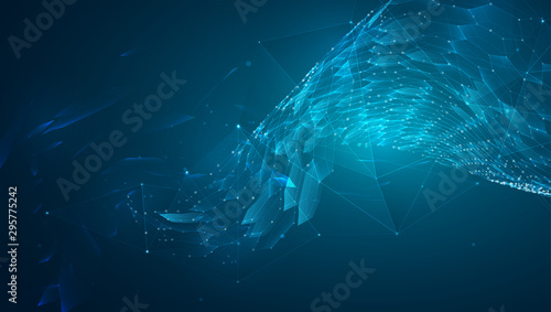abstract vector background with hexagons. landscape of the virtual world. 3d design