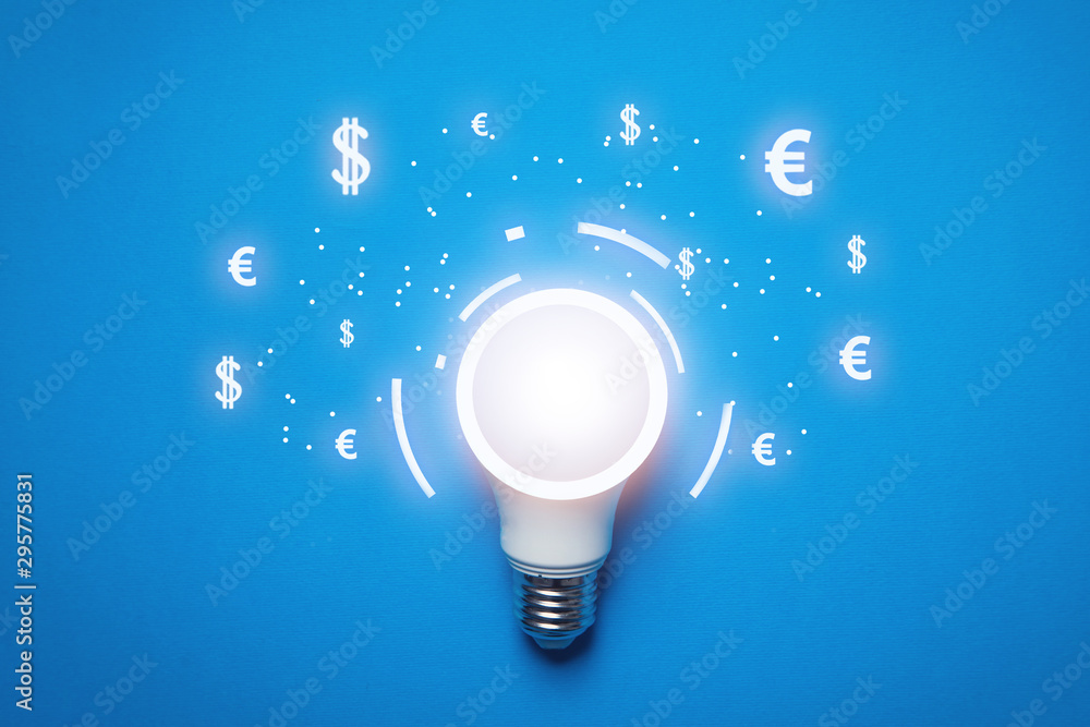 Light bulb with a currency symbols. Finance, Idea Light bulb with a currency symbols. Finance, Idea