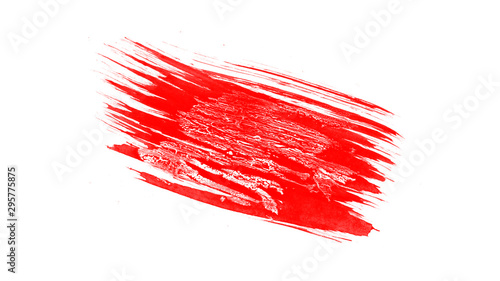 Red smear. Red paint brush isolated on white background