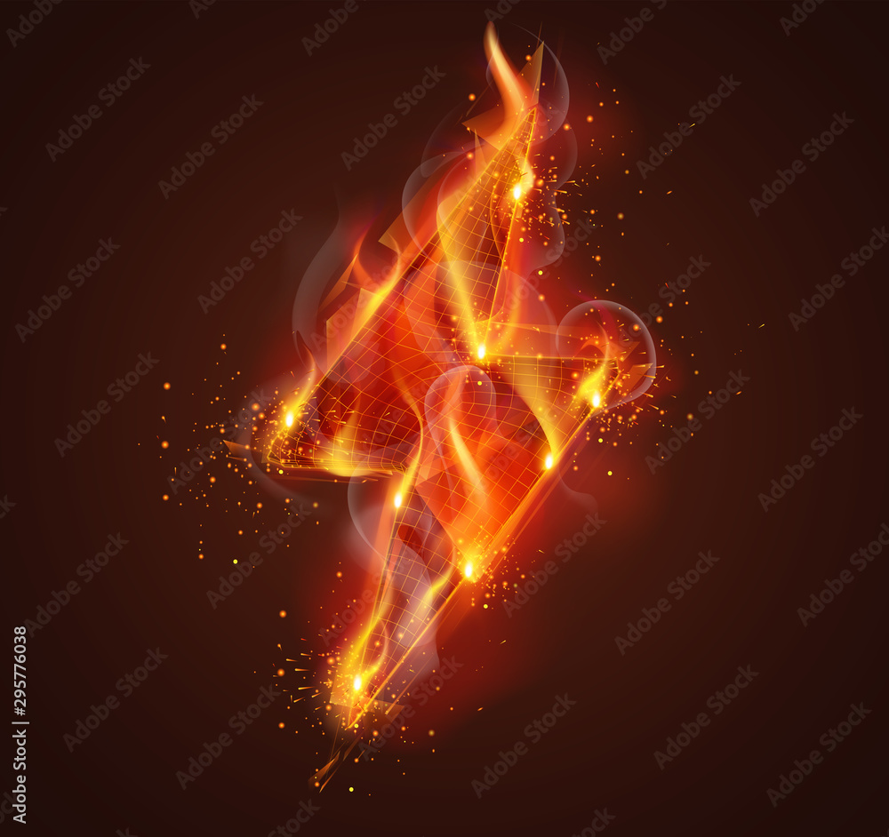 vector fire symbol. bright burning. on a dark background.