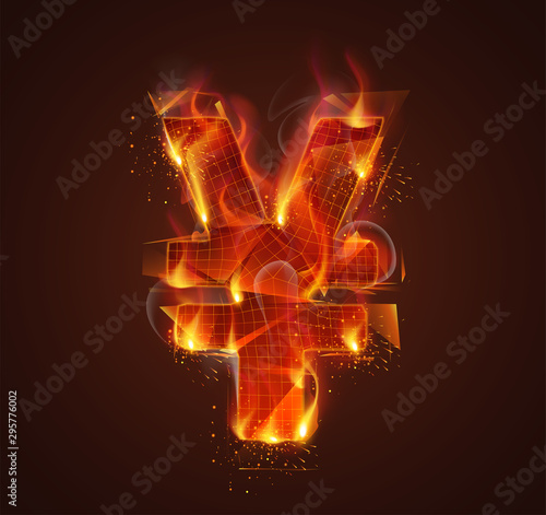 vector fire symbol. bright burning. on a dark background.