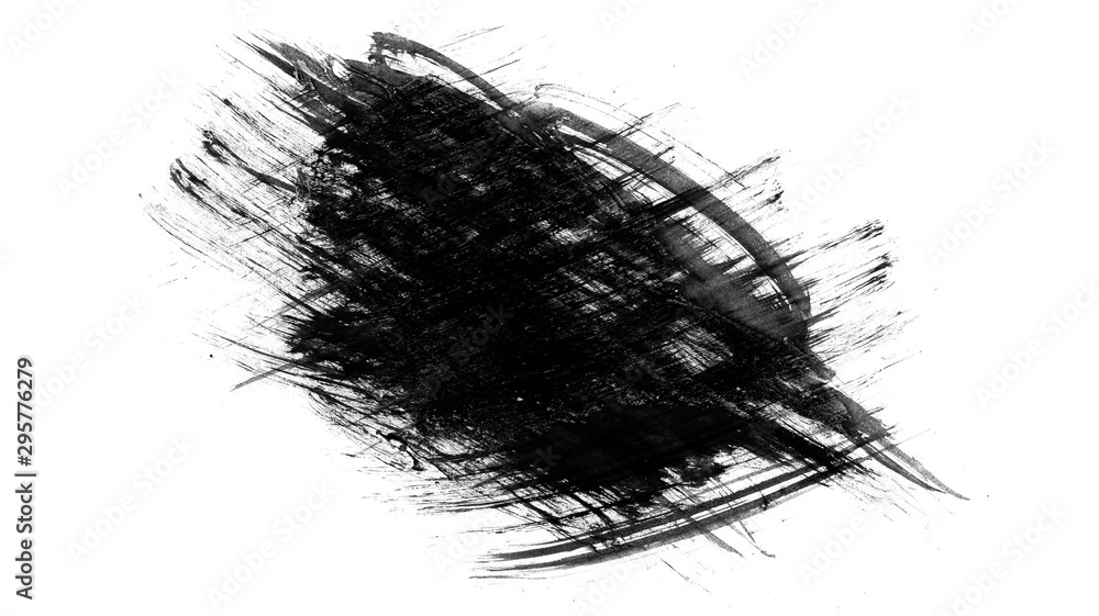 Fototapeta premium Black watercolor brush. Watercolor splash isolated on white background