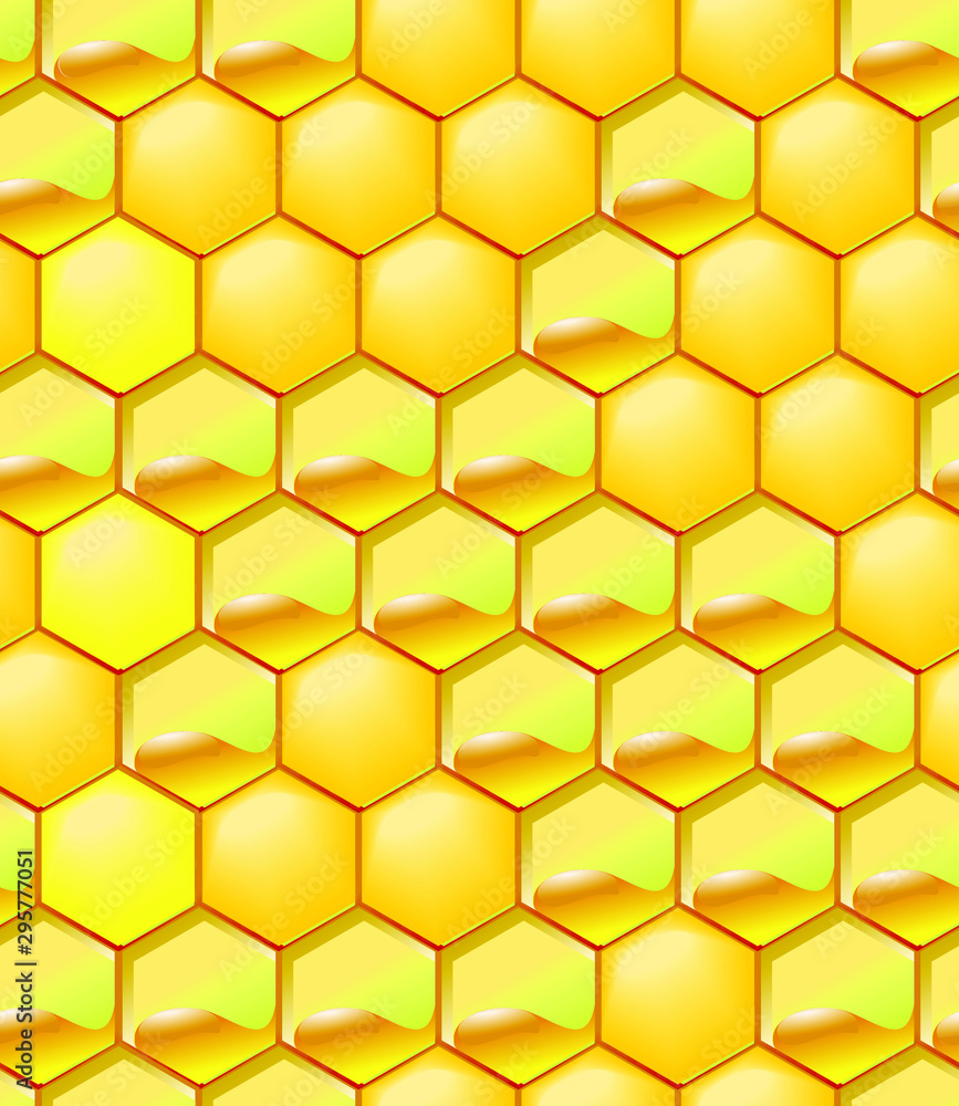 seamless pattern of yellow honeycomb with honey vector illustration seamless pattern of yellow honeycomb with honey vector illustration