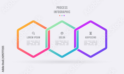 business process timeline infographics 3 steps shapes template