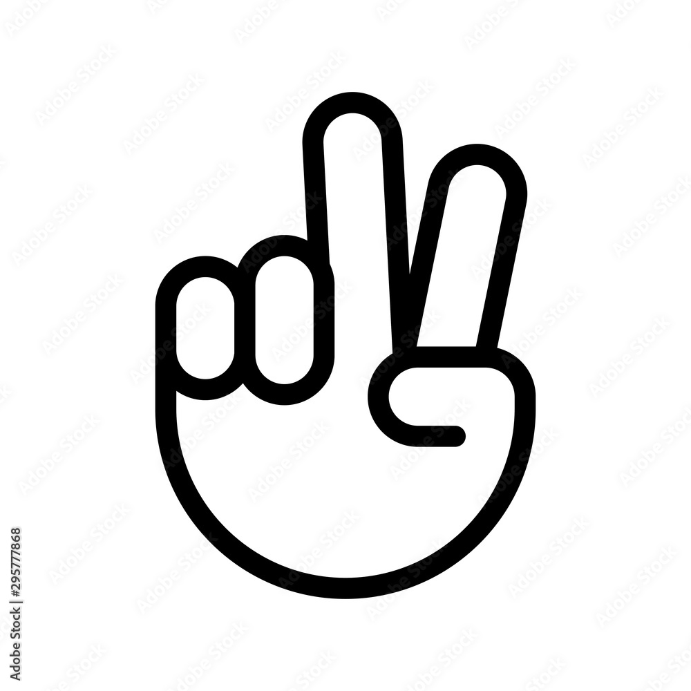 Sign of victory. The gesture of the hand. Two fingers raised up. Vector illustration. Sign of victory. The gesture of the hand. Two fingers raised up. Vector illustration.