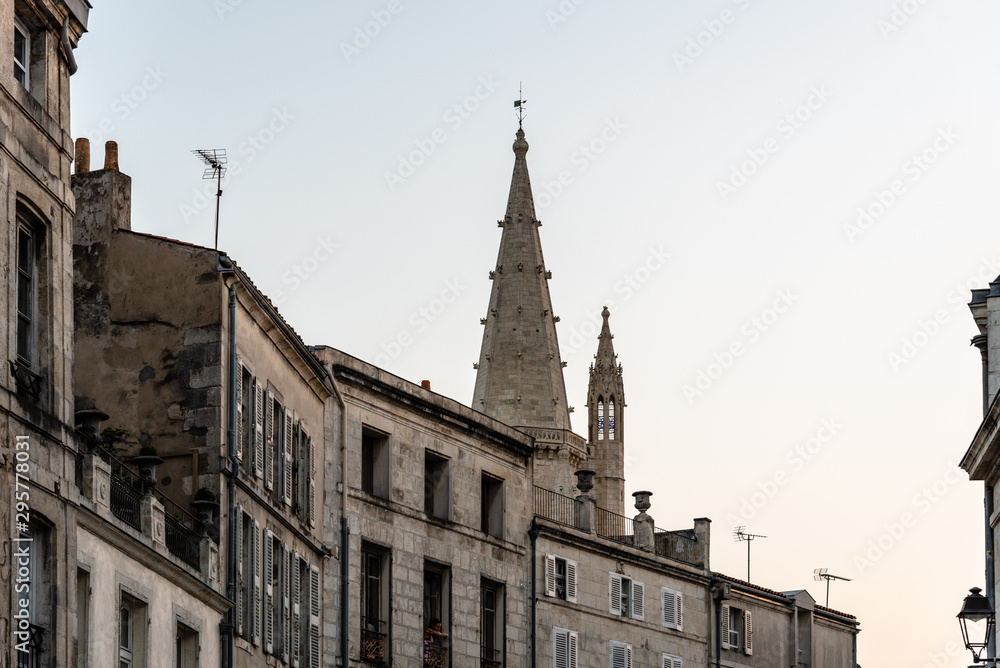 Decadent old residential buildings in the historic centre of La Rochelle, France