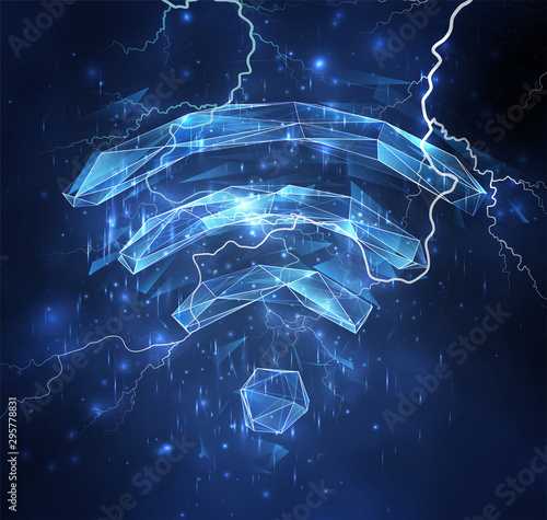 3d vector object on a background of blue sky. lightning and thunder. strength and power