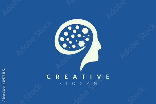 Vector design of brain style with various abstract shape. Simple brain design, simple logo style, modern icon and symbol.
