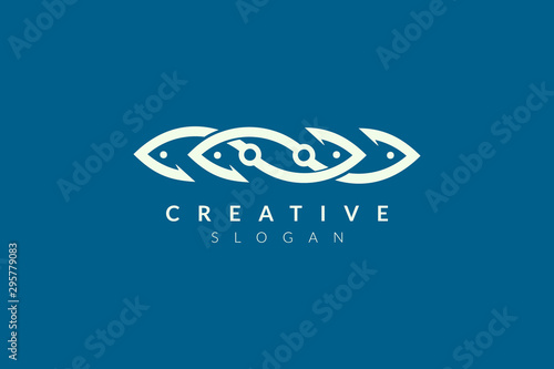 Abstract minimalist fish shape vector design. Simple fish design, flat logo style, modern icon and symbol.