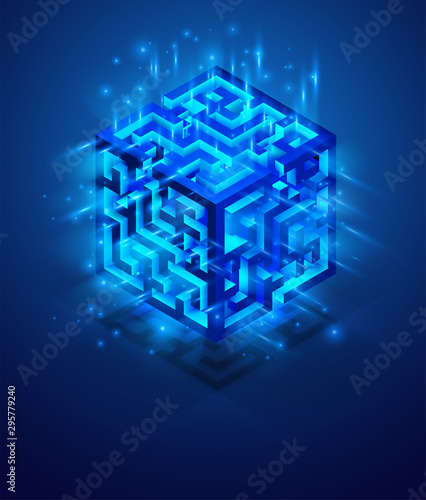 vector volumetric maze, search for solutions and yourself. mind games concept