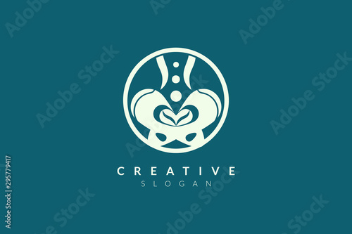 Vector illustration of pelvic bone shape design. Minimalist and simple logo, flat style, modern icon and symbol.