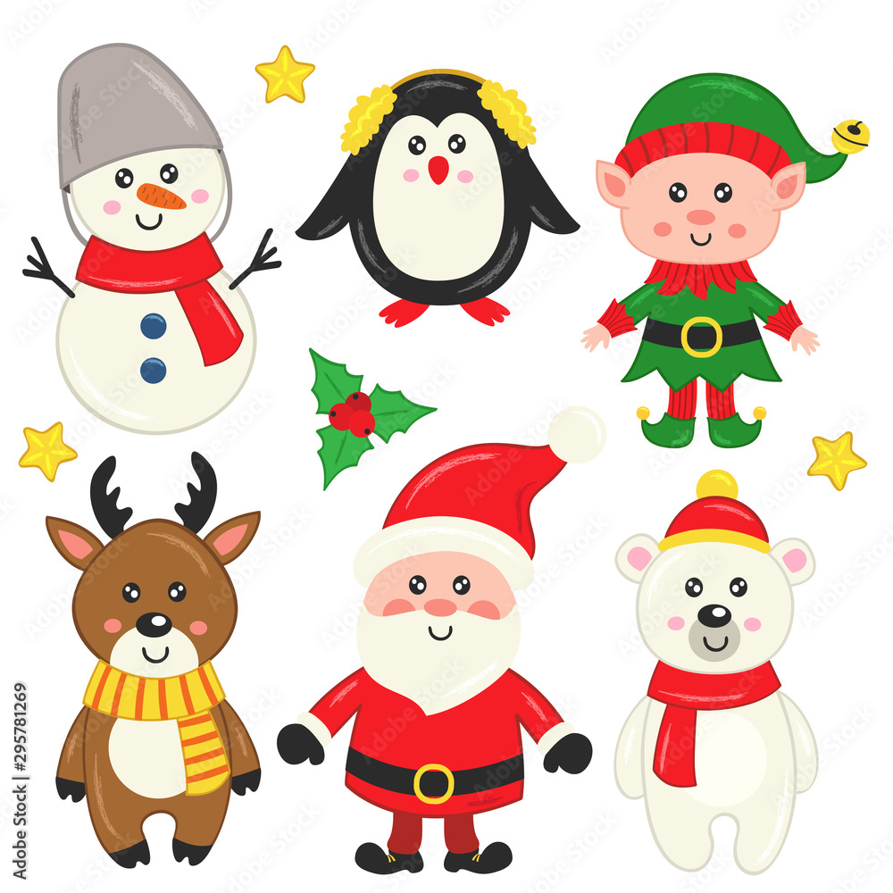 set of isolated cute Christmas elements - vector illustration, eps set of isolated cute Christmas elements - vector illustration, eps