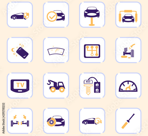 Car shop icons set