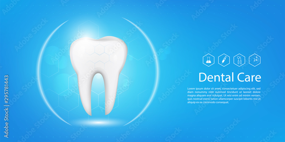 Dental model background, Perfect Healthy tooth, Dental care clinic logo. vector Dental model background, Perfect Healthy tooth, Dental care clinic logo. vector