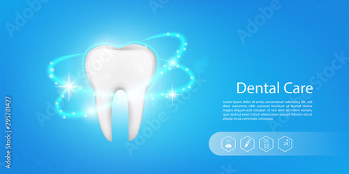 Dental model background, Perfect Healthy tooth, Dental care clinic logo. vector