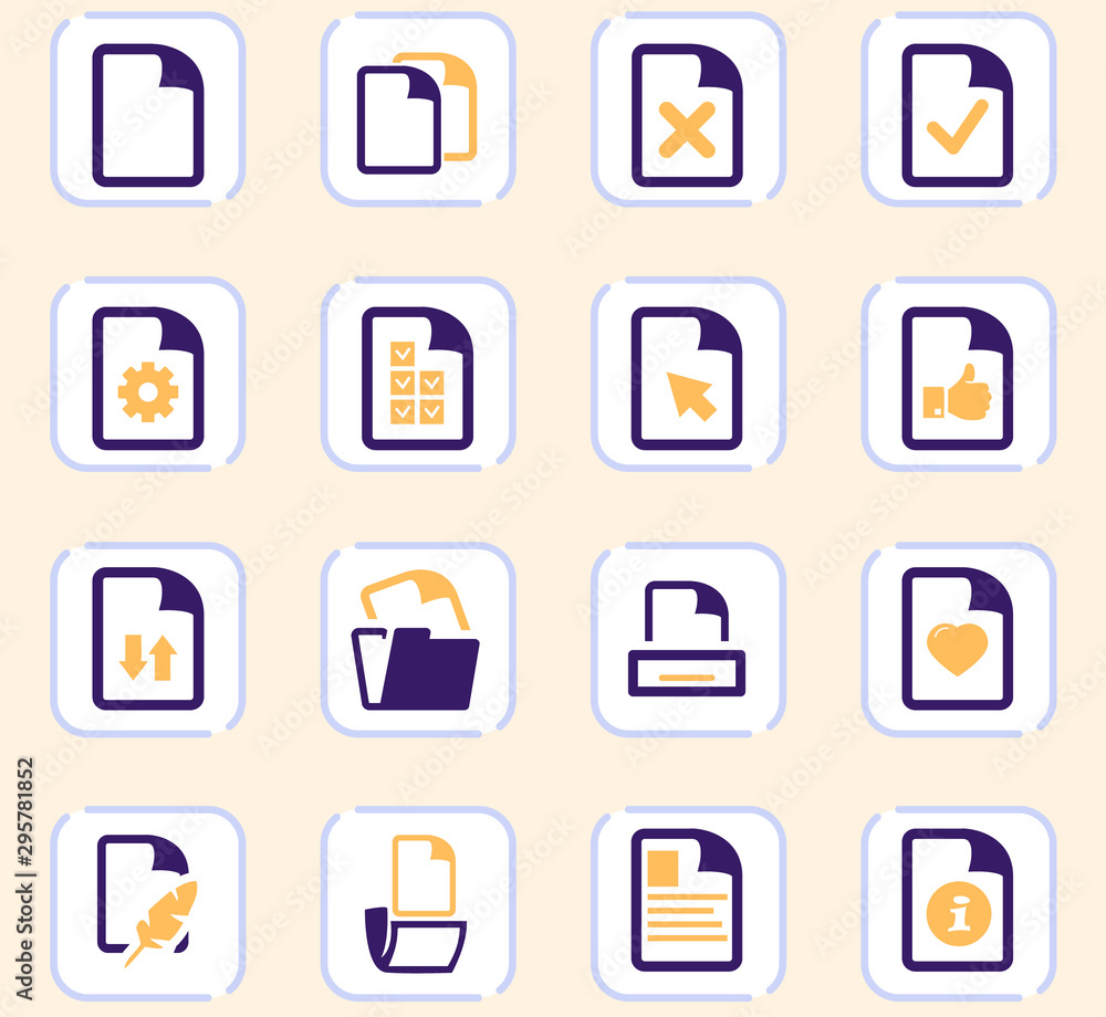 Documents icons set Documents icons set