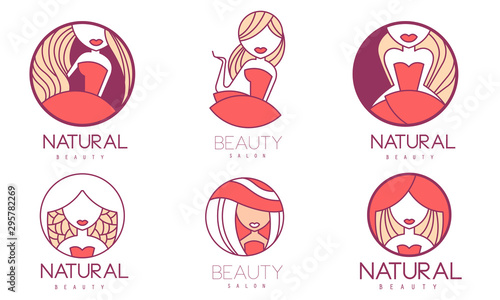 Cosmetic Salon Premium Quality Labels Set, Natural Beauty Badges Vector Illustration