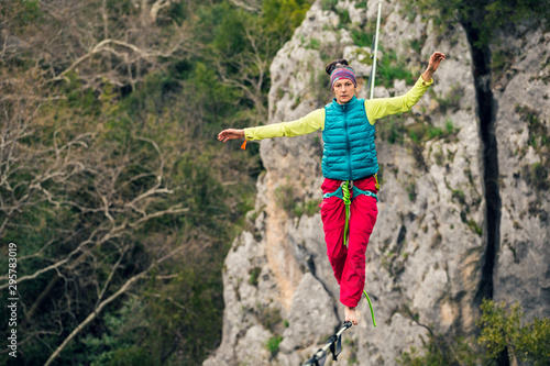 Highline in the mountains.