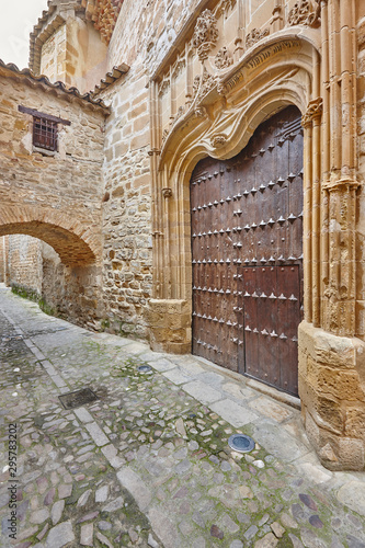 Canvas Print Antique reinassence cathedral doorway arch in Baeza, Jaen. Spain