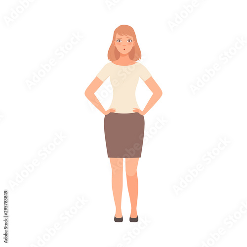 Girl dissatisfied with something cartoon illustration vector