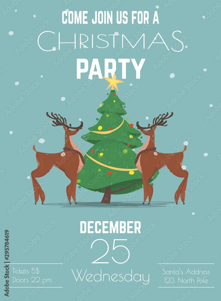 Christmas Holiday Party Cartoon Vector Ad Banner Christmas Holiday Party Cartoon Vector Ad Banner