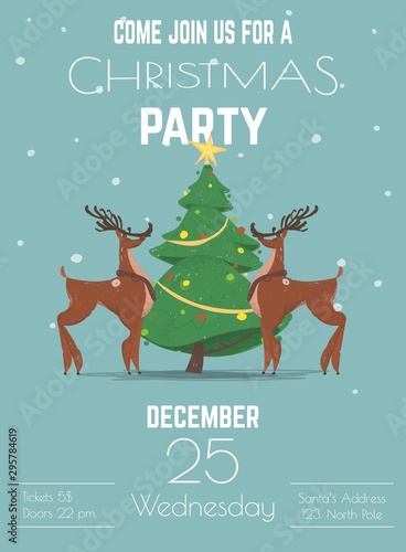 Christmas Holiday Party Cartoon Vector Ad Banner
