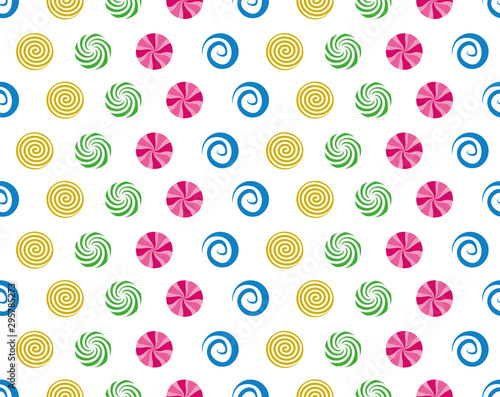 Candy lollipop round spiral delicious flat design cartoon vector illustration - set of sweet colorfull candys