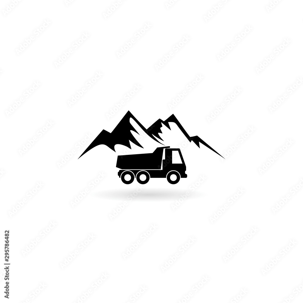Mountain and truck logo, hills logo, mountain symbol