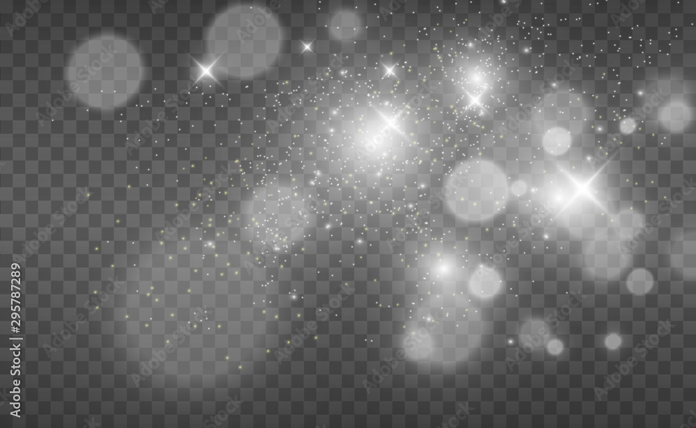 Beautiful sparks shine with special light. Vector sparkles on a transparent background. Christmas abstract pattern. A beautiful illustration for the postcard. The background for the image. Luminaries.