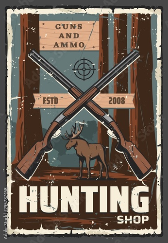 Elk with target of hunter rifle. Hunting sport