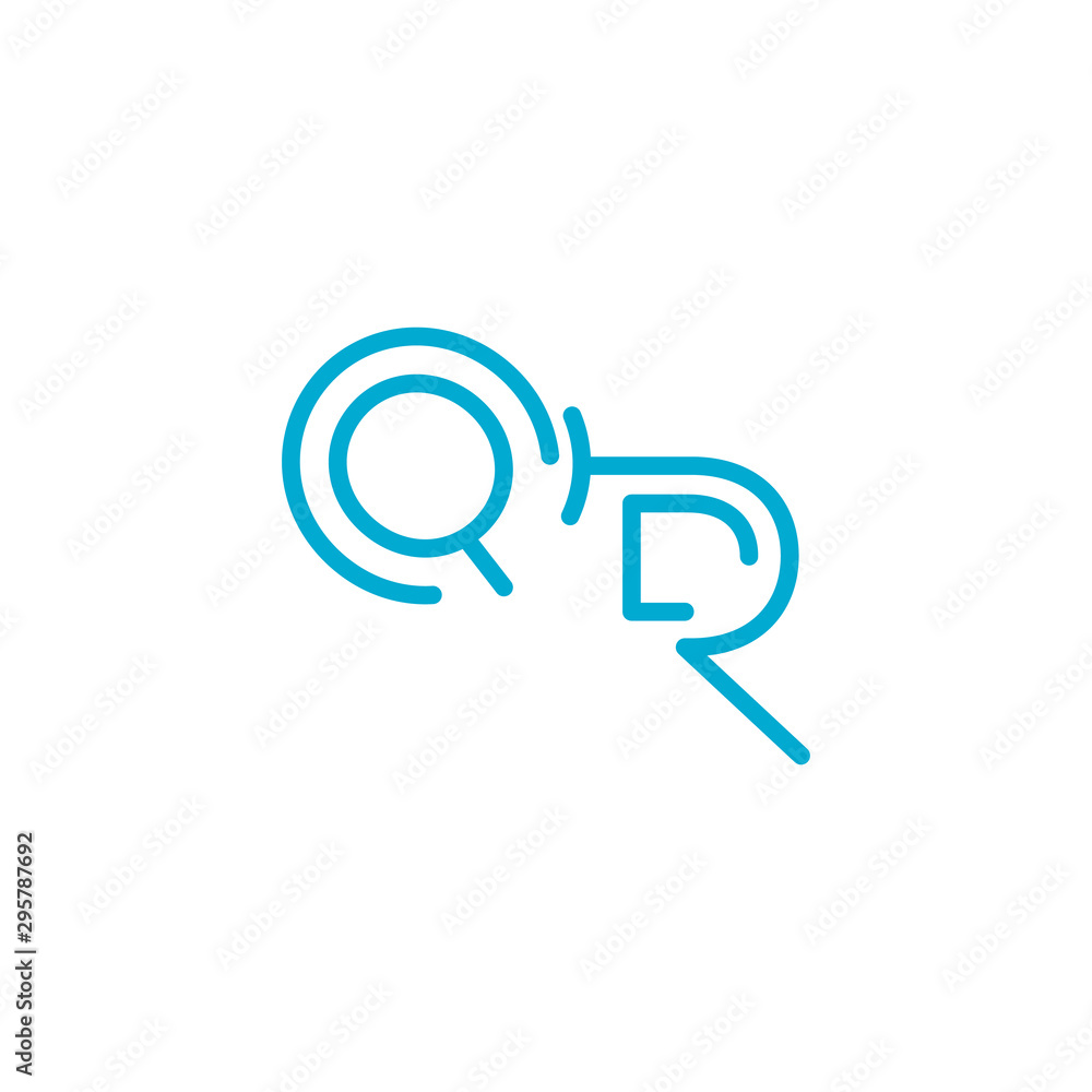 Linear QR letters for logo, stock vector illustration isolated on white background Linear QR letters for logo, stock vector illustration isolated on white background