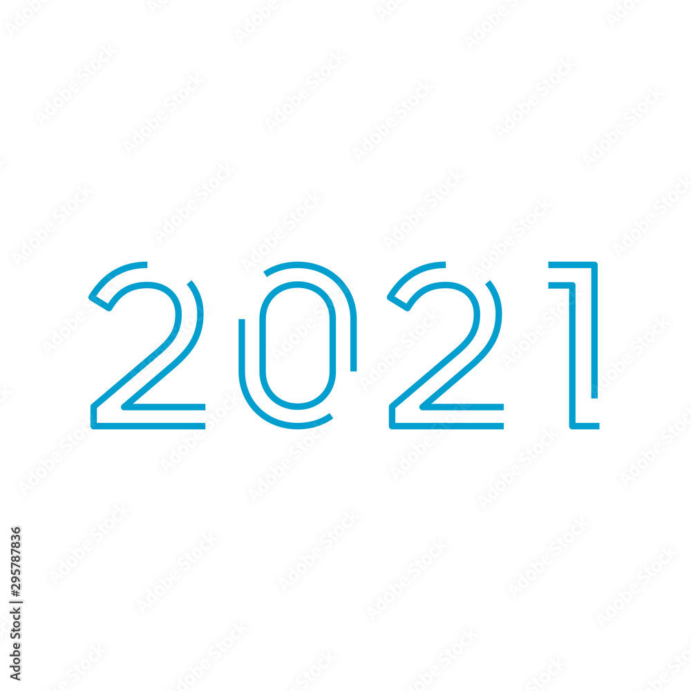 New Year 2020 line design for new year card, calendar style for New Year card, calendar. Stock vector illustration style isolated on white background New Year 2020 line design for new year card, calendar style for New Year card, calendar. Stock vector illustration style isolated on white background