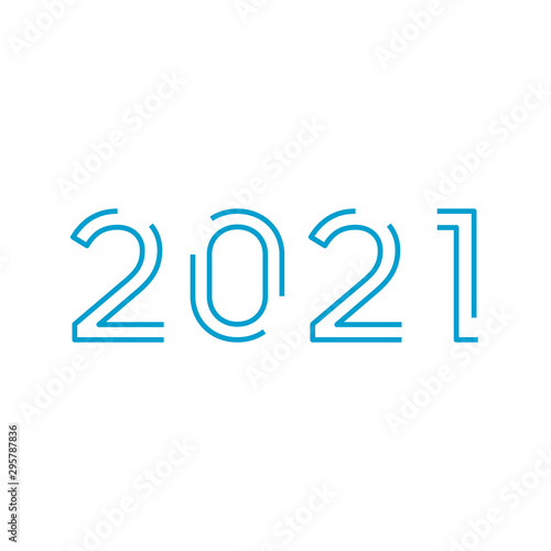 New Year 2020 line design for new year card, calendar style for New Year card, calendar. Stock vector illustration style isolated on white background