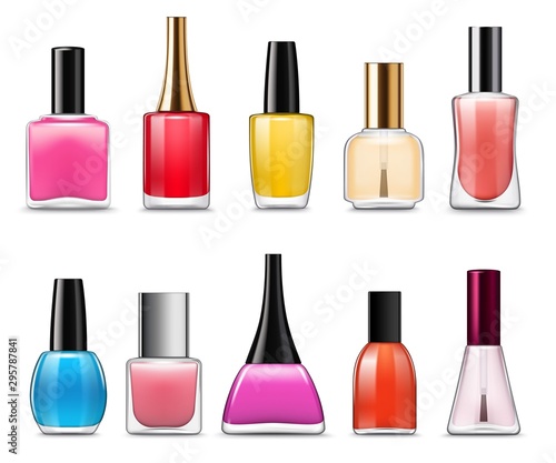Bottles of nail polish, varnish, enamel. Manicure