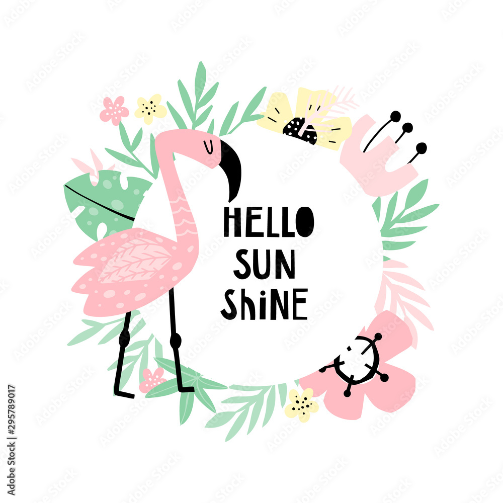 Tropical floral frame with text Tropical floral frame with text