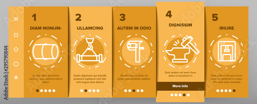Metallurgy Onboarding Mobile App Page Screen Vector Icons Set Thin Line. Steel And Metal Tube Metallurgy Production Concept Linear Pictograms. Metallurgical Industry Color Contour Illustrations